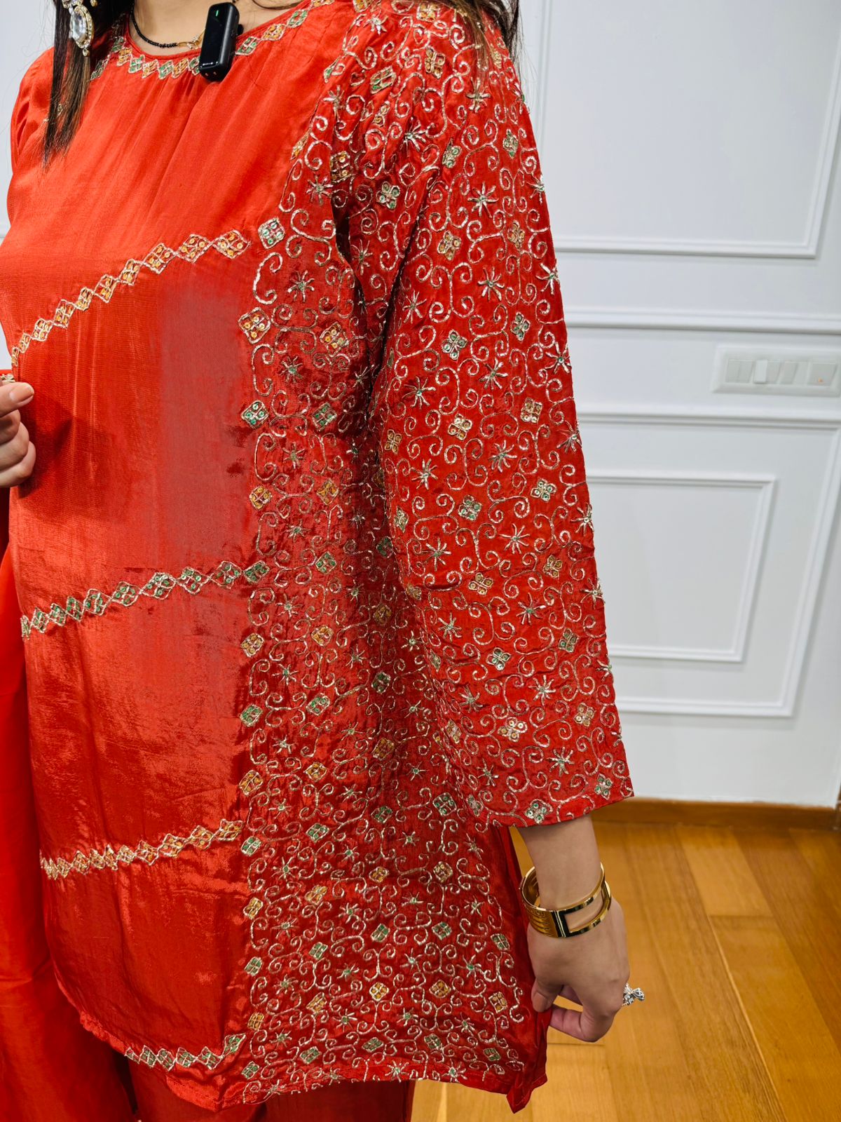 Kamna🫀 | Red Sequin Bead Embroidered Suit Set with Dupatta