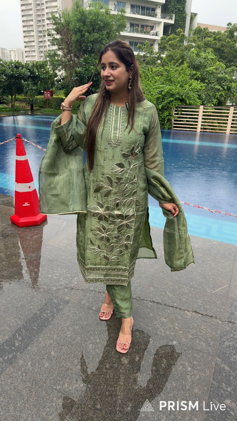 Roohi💚 | Sage Green Floral Embroidered Suit Set