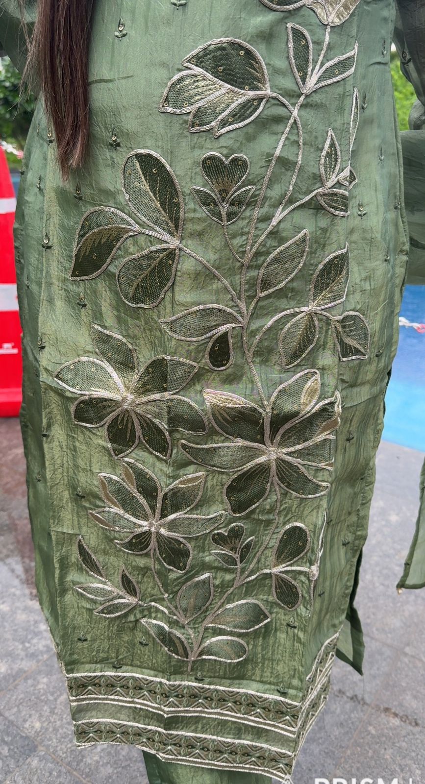 Roohi💚 | Sage Green Floral Embroidered Suit Set