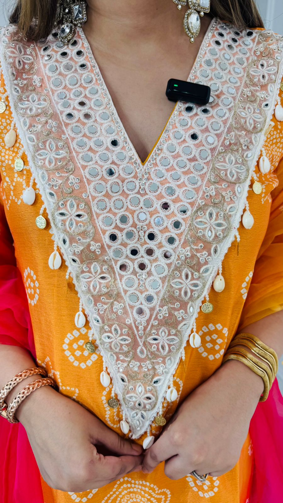 Sona👑 | Sunset Ombre Mirror Work Kurta Set with Palazzo