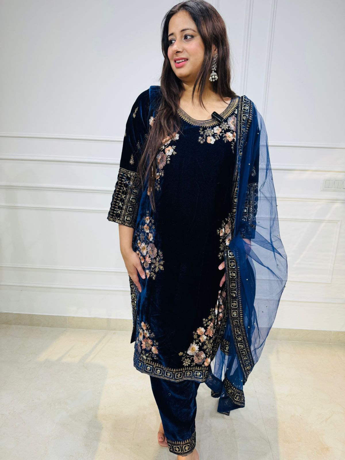 Velour | Midnight Velvet Floral Embroidered Suit