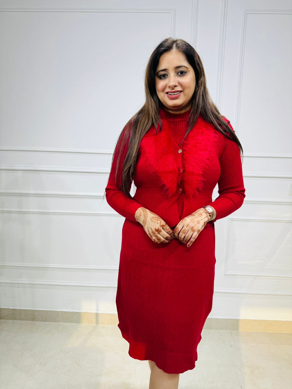 Ruby | Faux Fur Knit Dress