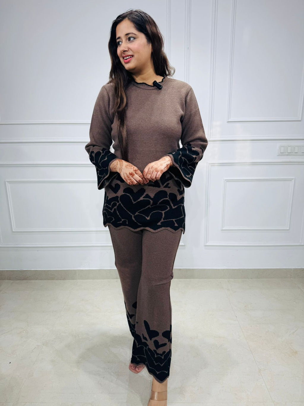 CocoaPetal | Floral Knit Co-ord Set