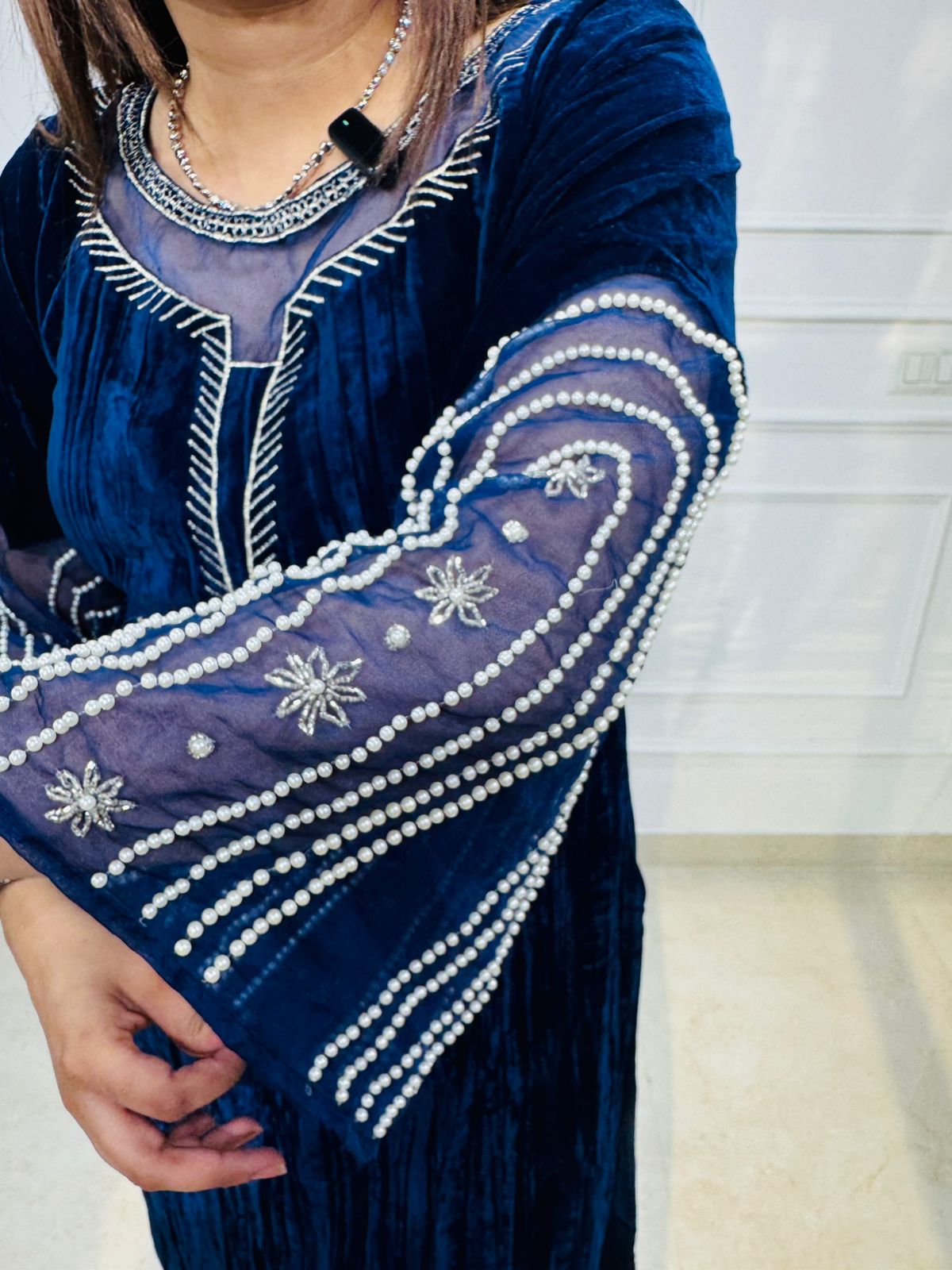 Velverra | Embroidered Ethnic Suit with Bell Sleeves and Dupatta