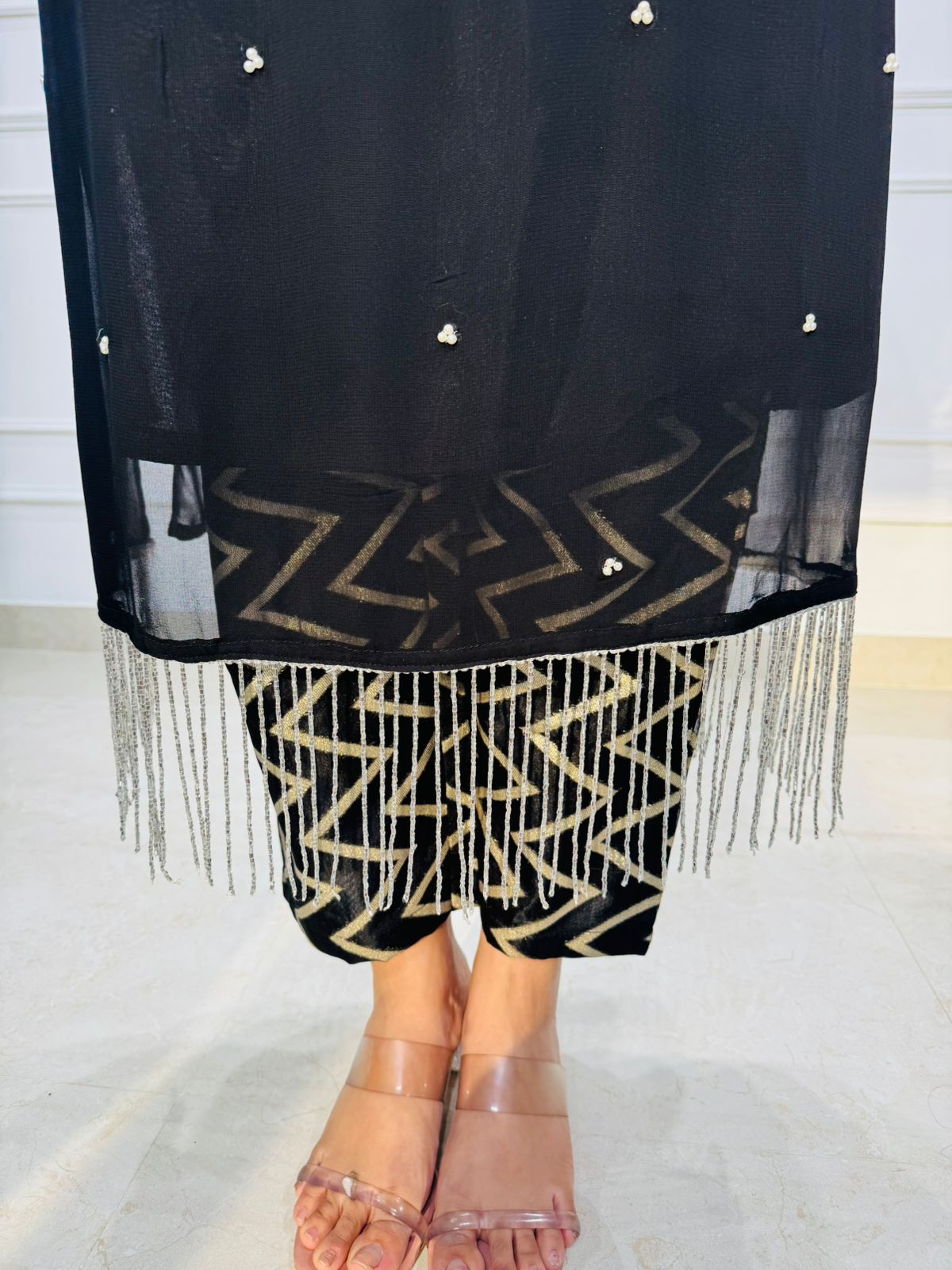 Noirora | Black Embellished Straight Kurta Set