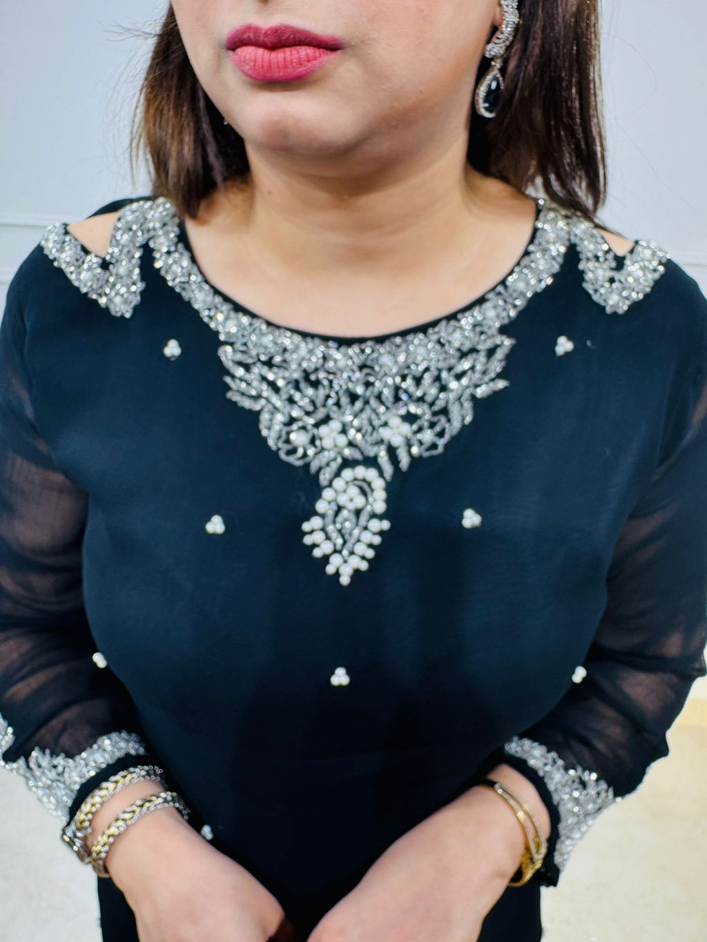 Noirora | Black Embellished Straight Kurta Set