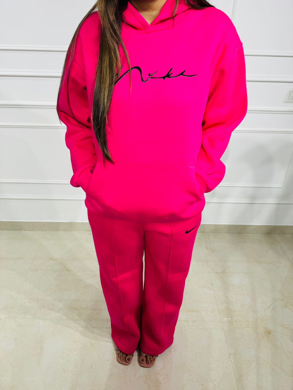 Fuchsia | Hot Pink Oversized Hoodie Tracksuit Coord Set