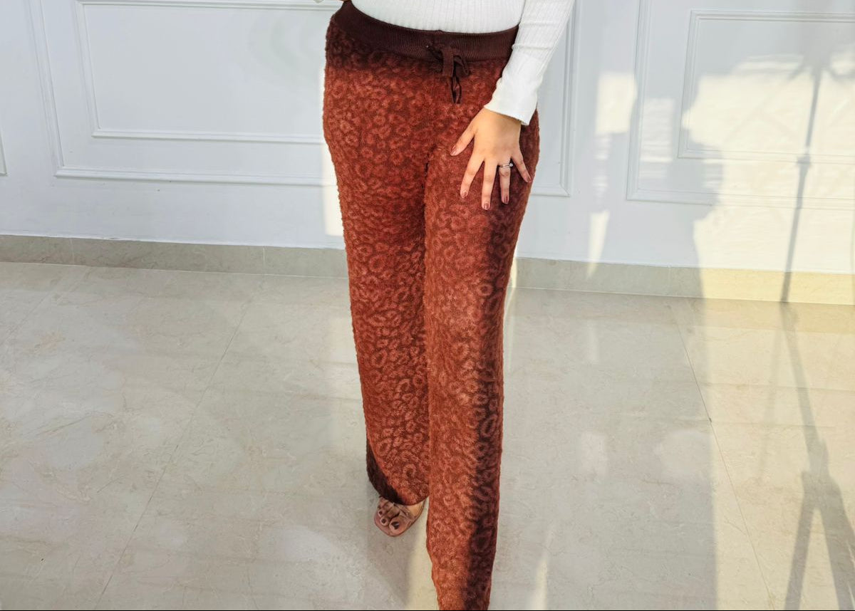 Rustique | Rust Textured Wide-Leg Pants