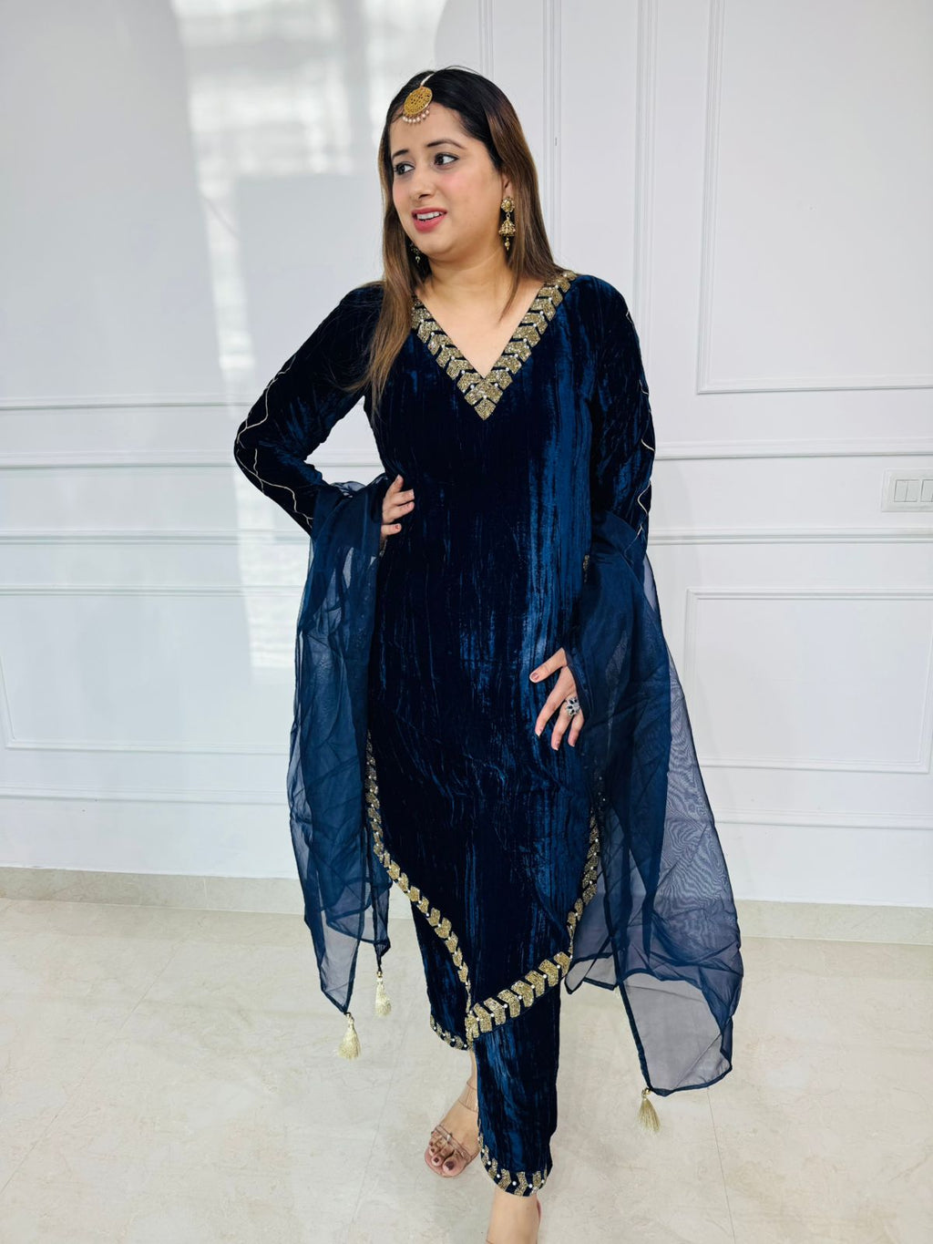 Midnight Velvet Handwork Kurta Set