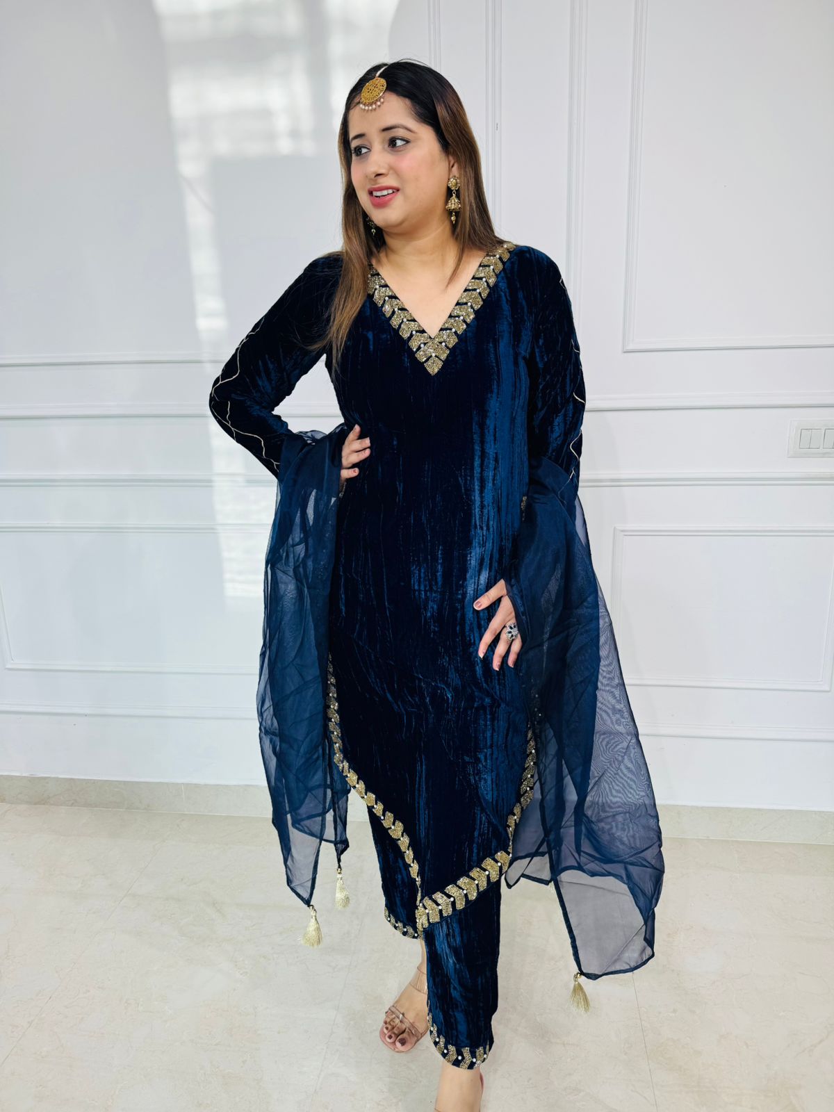 Midnight Velvet Handwork Kurta Set