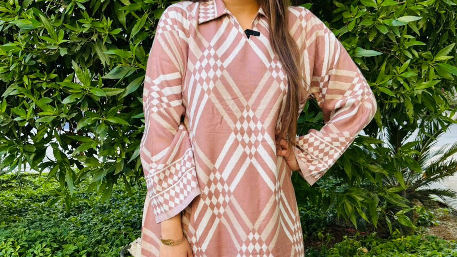 Blush Checkered Shirt Kurta Set