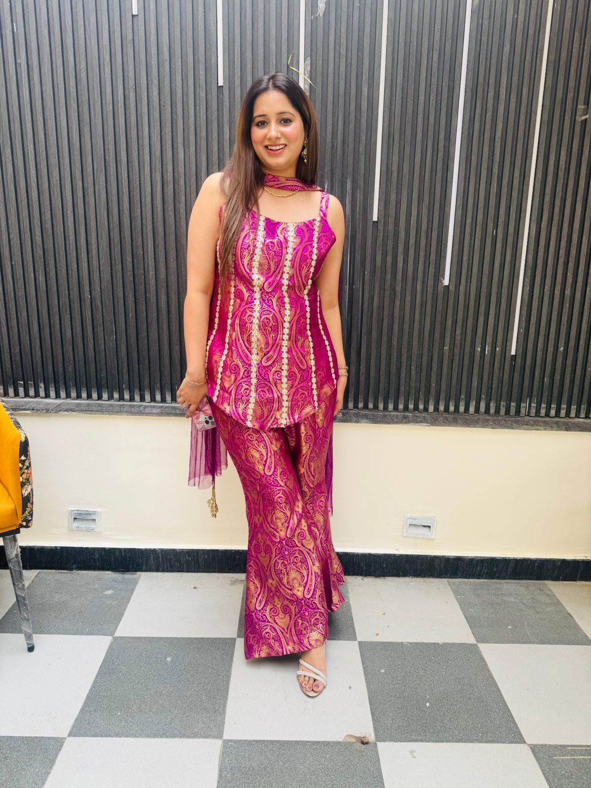 Azara | Magenta Brocade Sharara Set with Dupatta