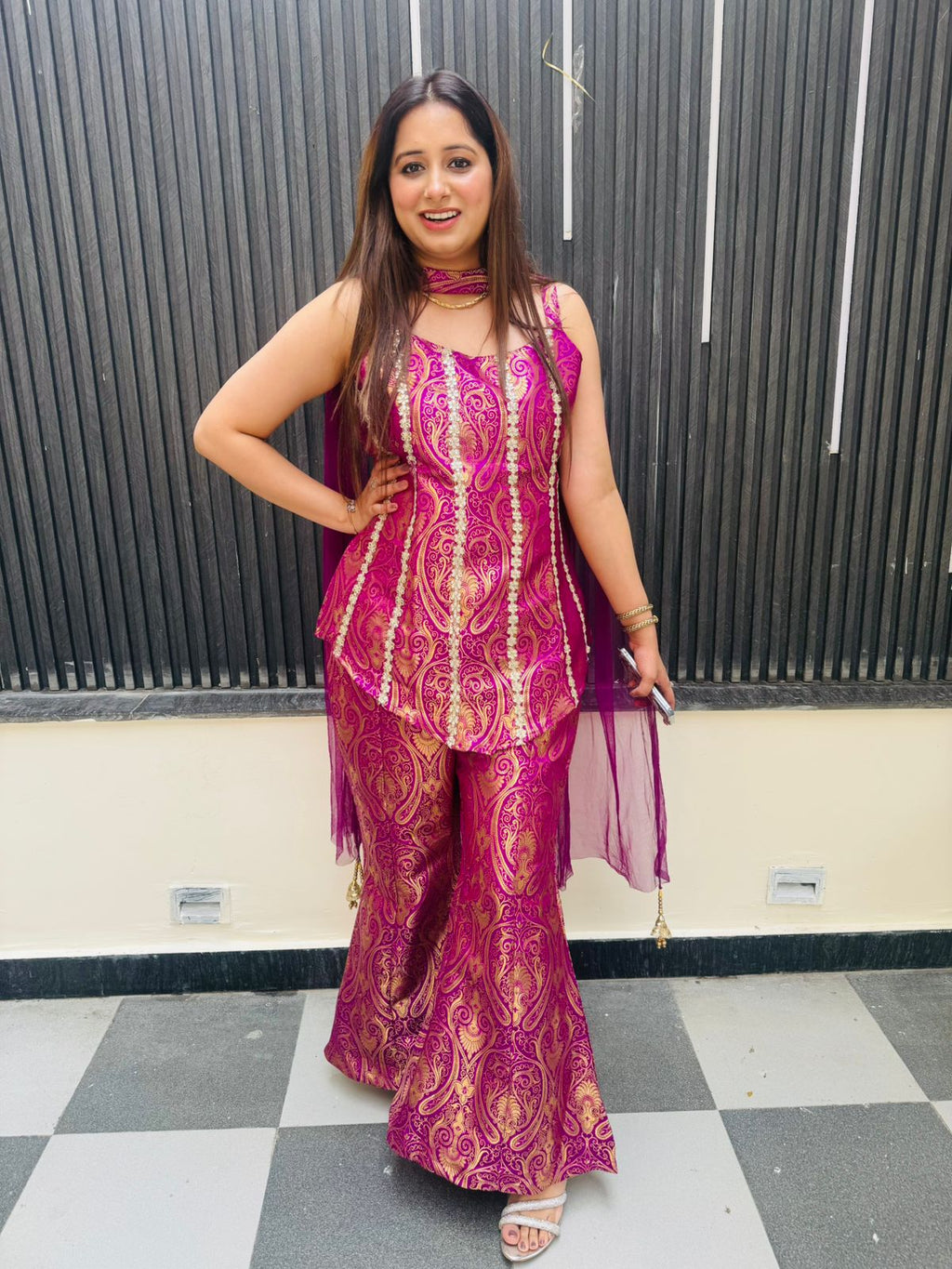 Azara | Magenta Brocade Sharara Set with Dupatta