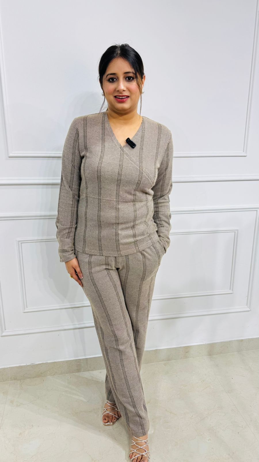 Hazelo Knit Co-ord Set – Taupe Beige Winter Lounge Wear