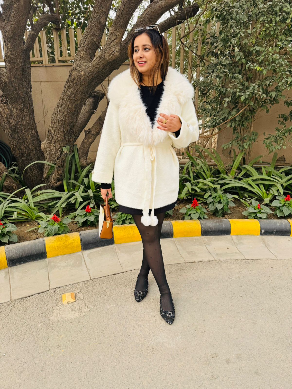 Snowdrift | Faux Fur Collar Tie-Waist Jacket