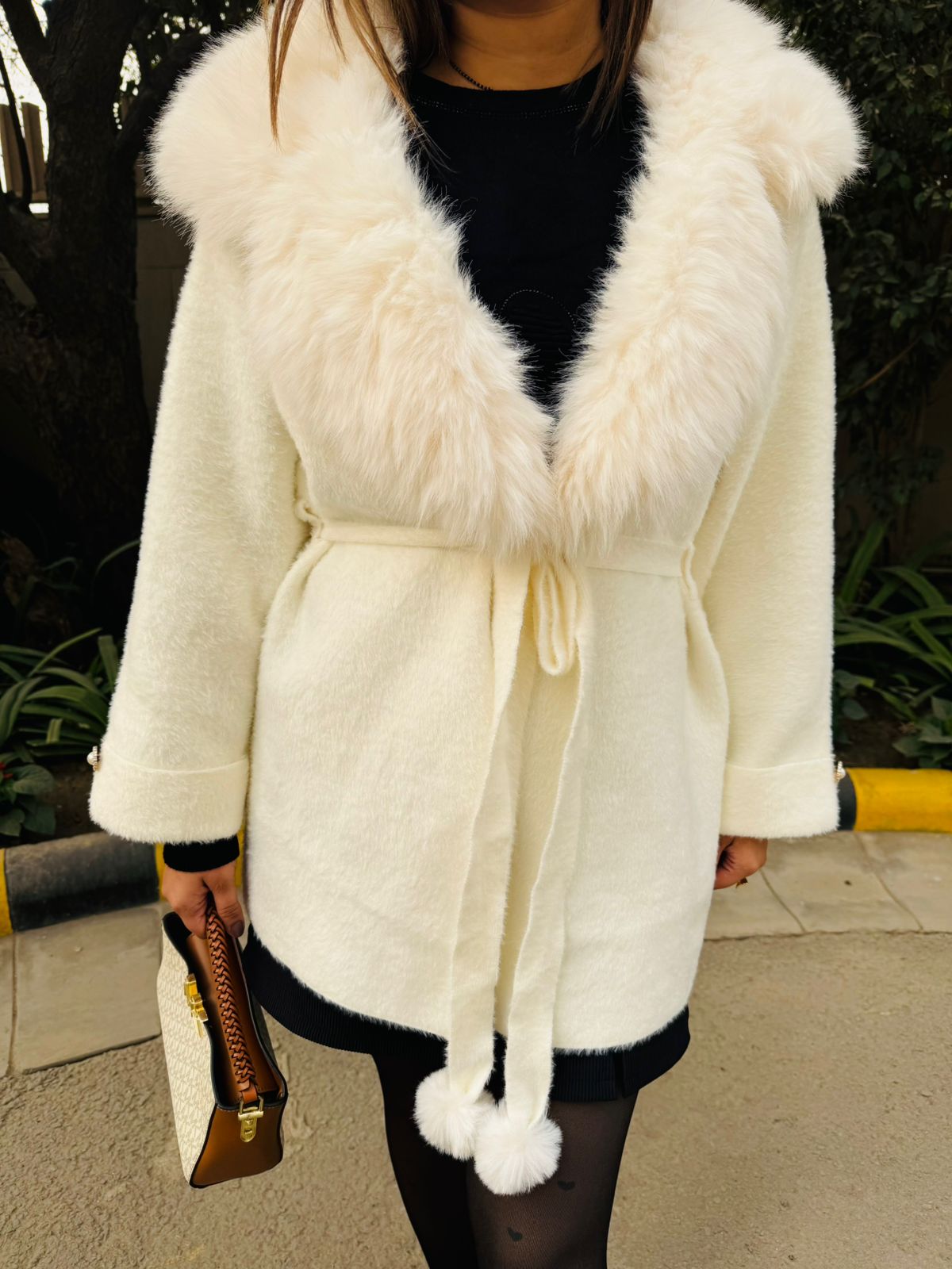 Snowdrift | Faux Fur Collar Tie-Waist Jacket