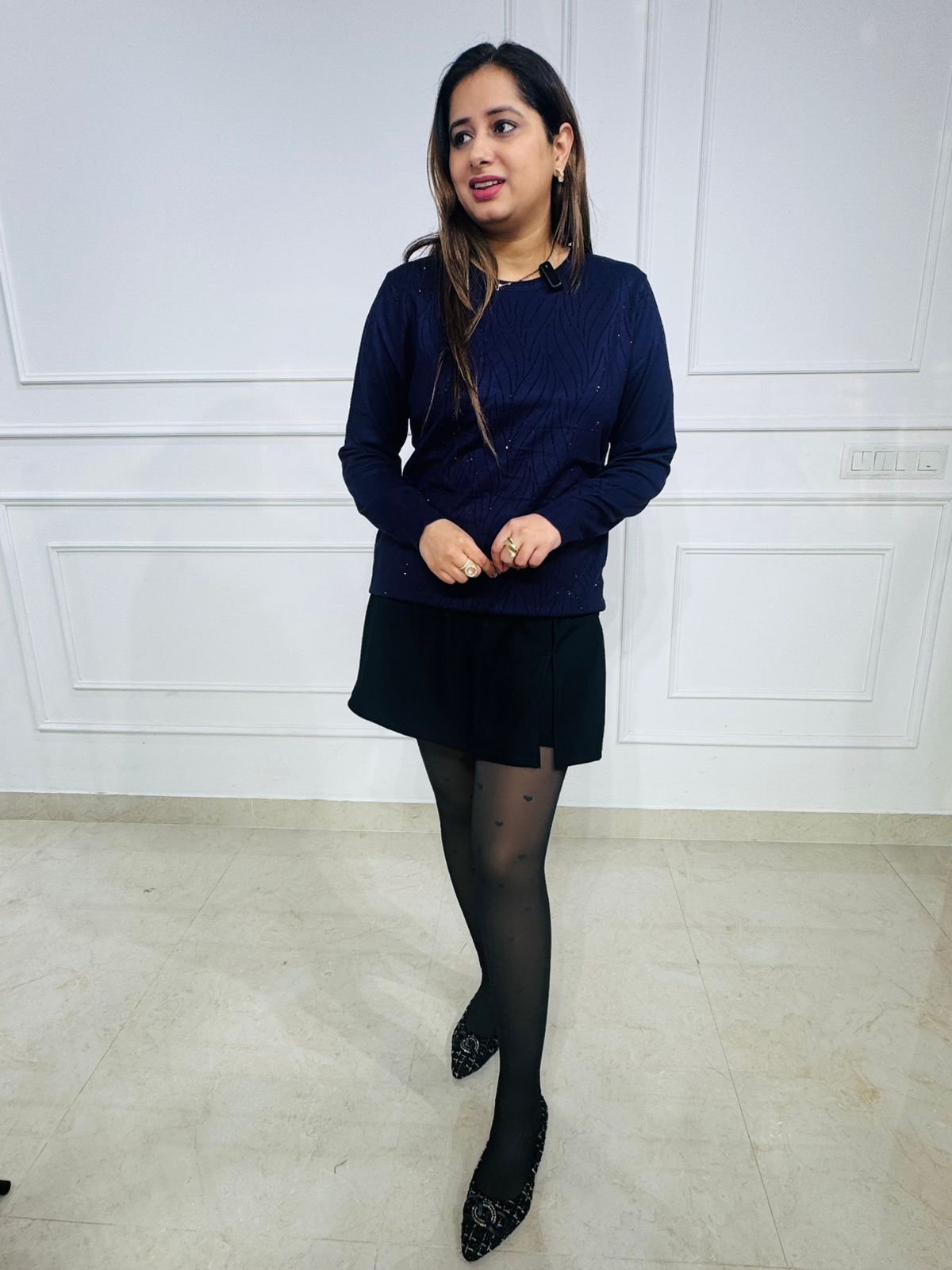 Waveburst | Purple Wavy Sequin Crewneck Sweater Top