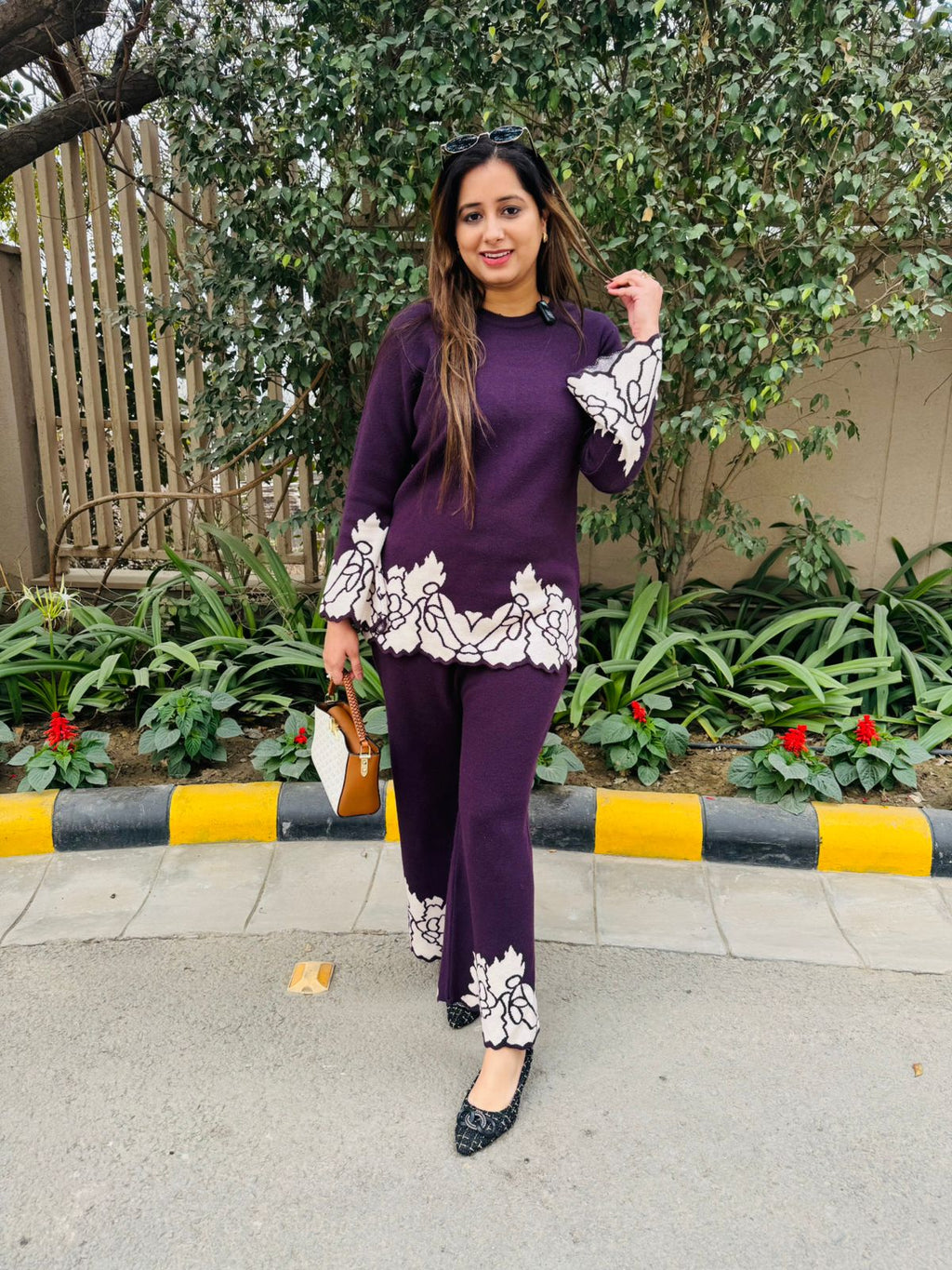 Plumia – Floral Accent Knit Co-Ord Set