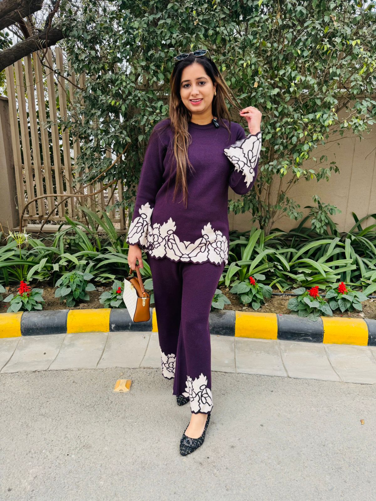 Plumia – Floral Accent Knit Co-Ord Set