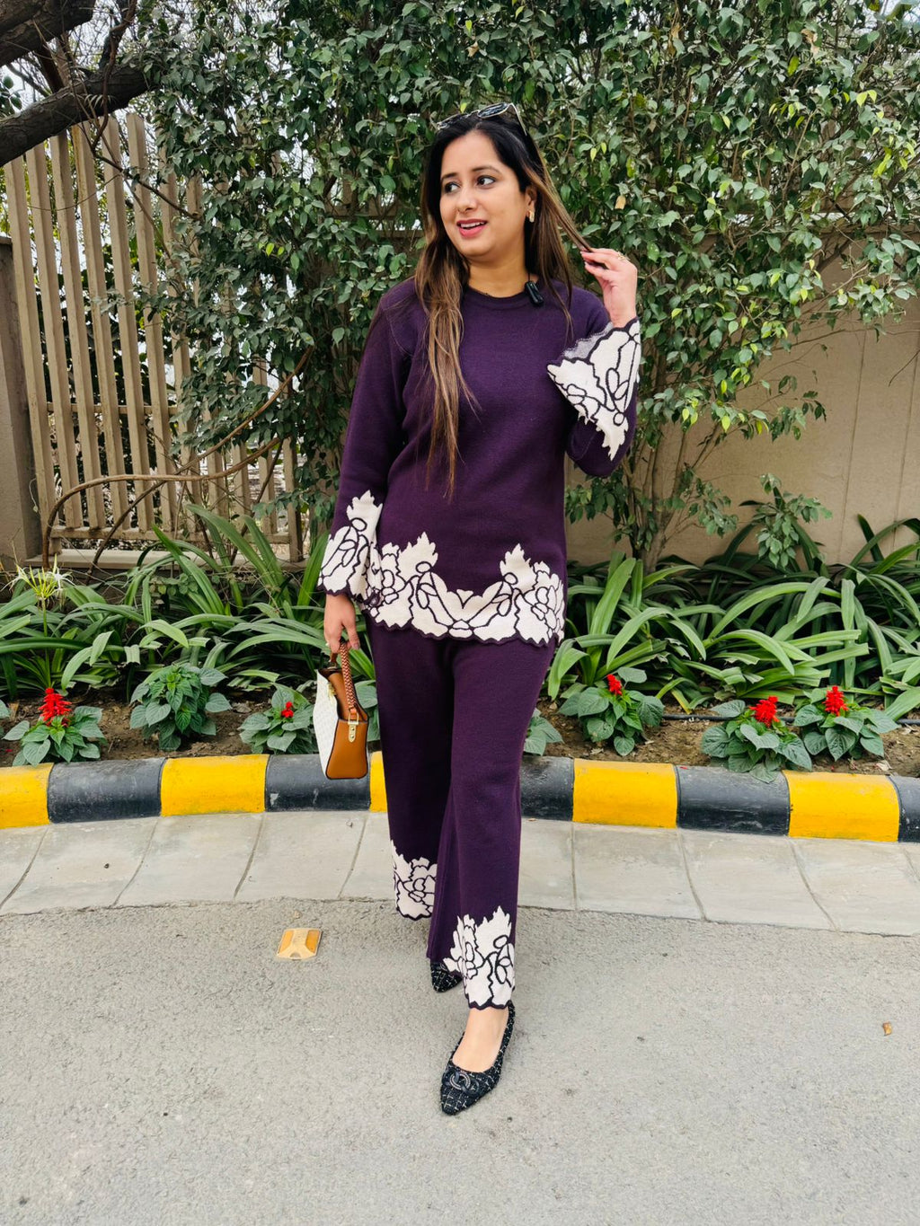 Plumia – Floral Accent Knit Co-Ord Set