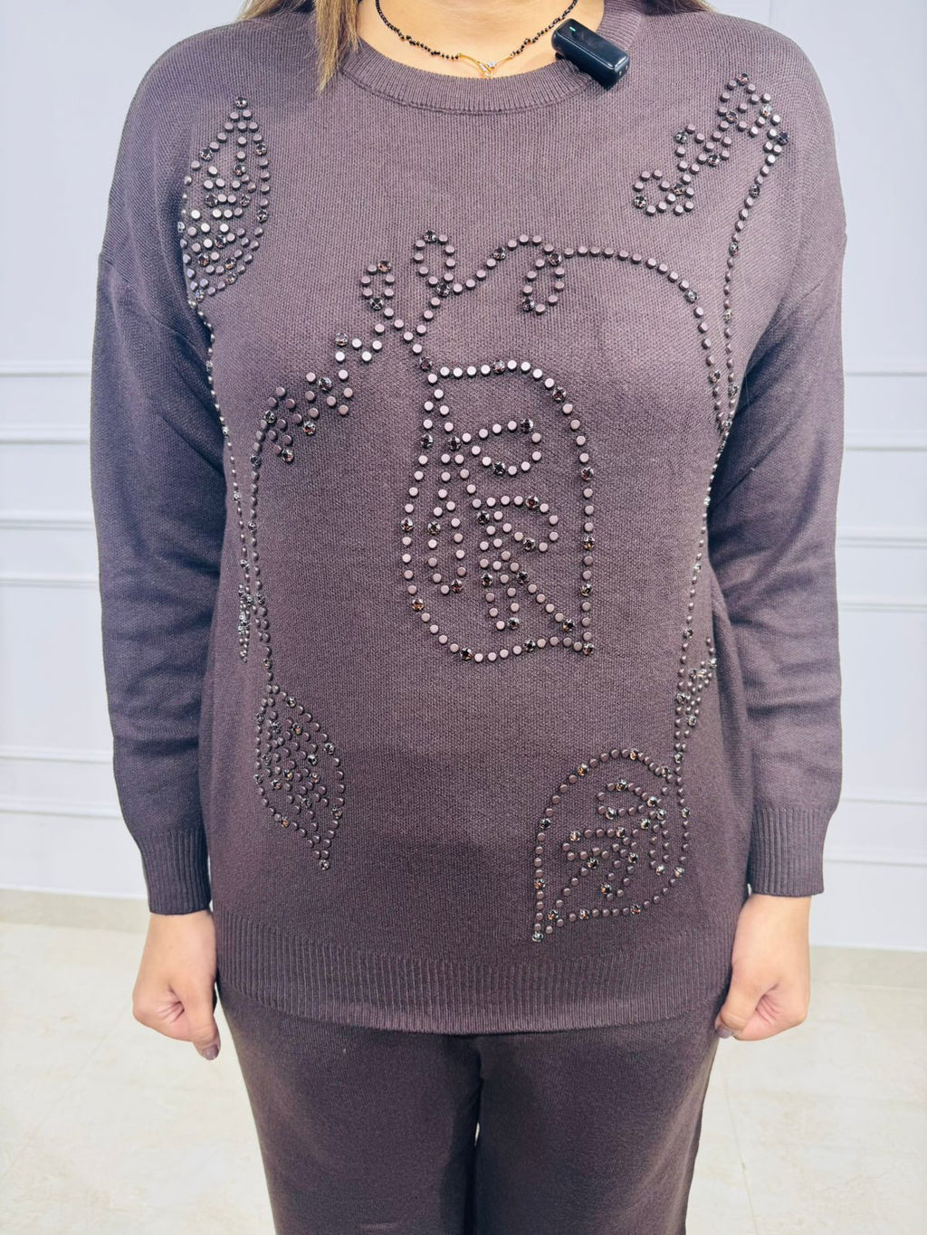 Bravéa  | Crystal-Embellished Knit Co-Ord Set