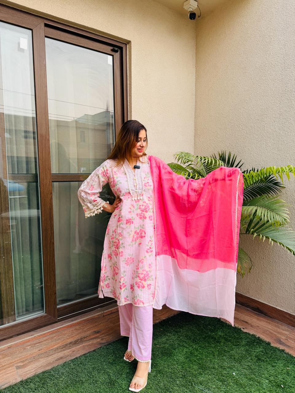 PHOOL | Floral Kurta Set with Ombre Dupatta