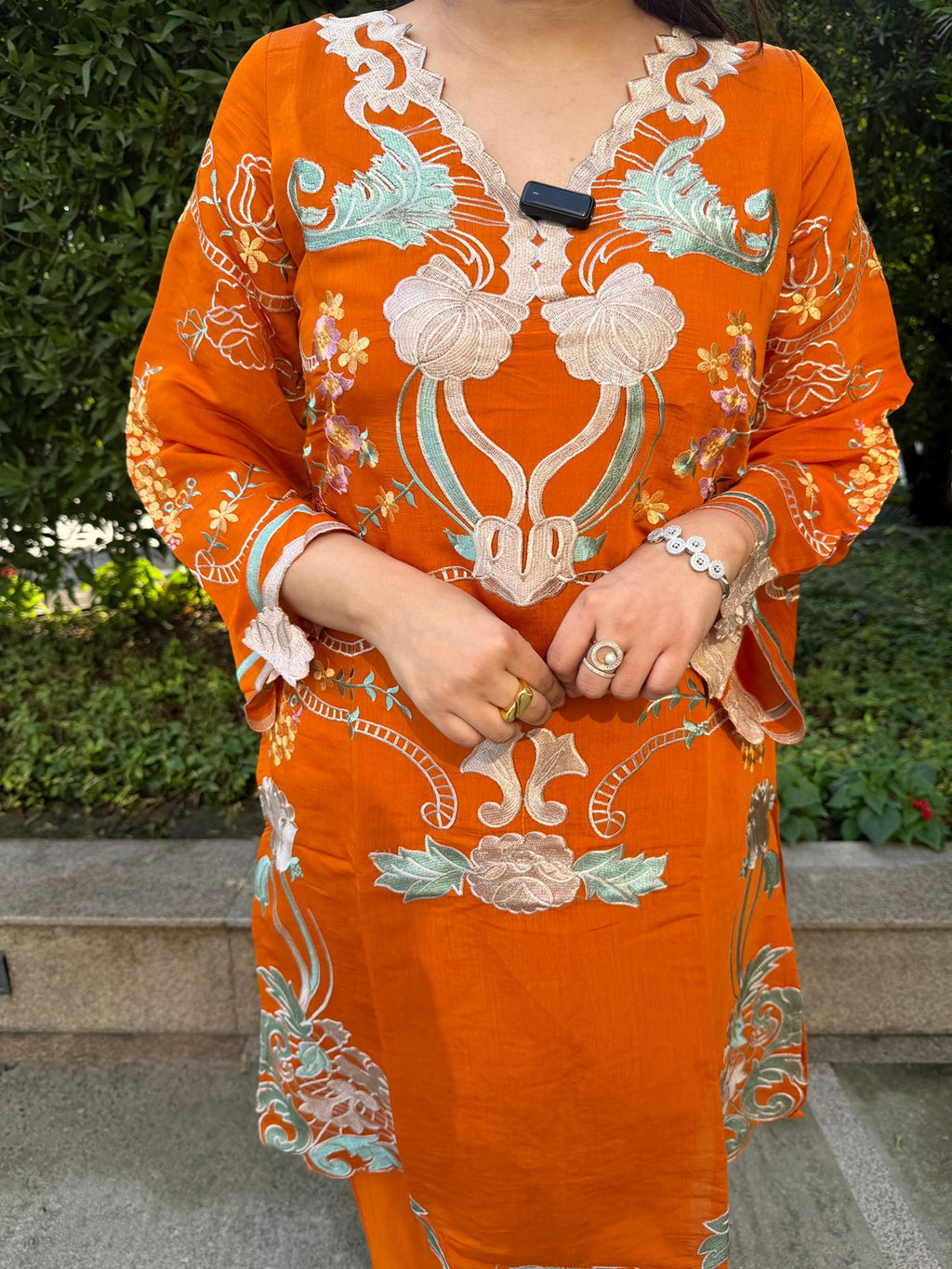 Saffroni | Orange Printed Kurta Set with Dupatta