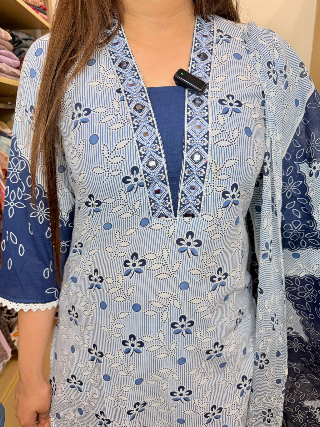 Indigo | Mist Printed Suit Set with Dupatta