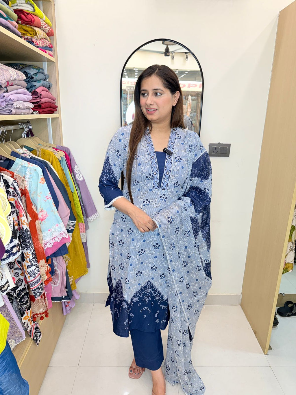 Indigo | Mist Printed Suit Set with Dupatta