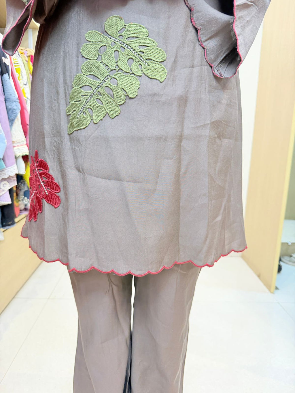 Rangrez | Co-ord Set | Premium Cotton | Artistic Leaf Embroidery