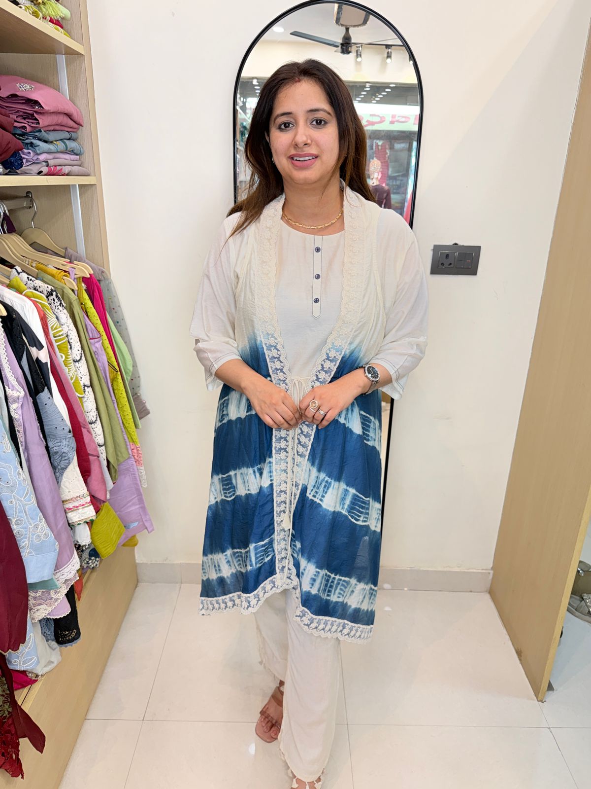 Neelima | 3-Piece Suit Set | Premium Cotton | Indigo Tie-Dye Elegance