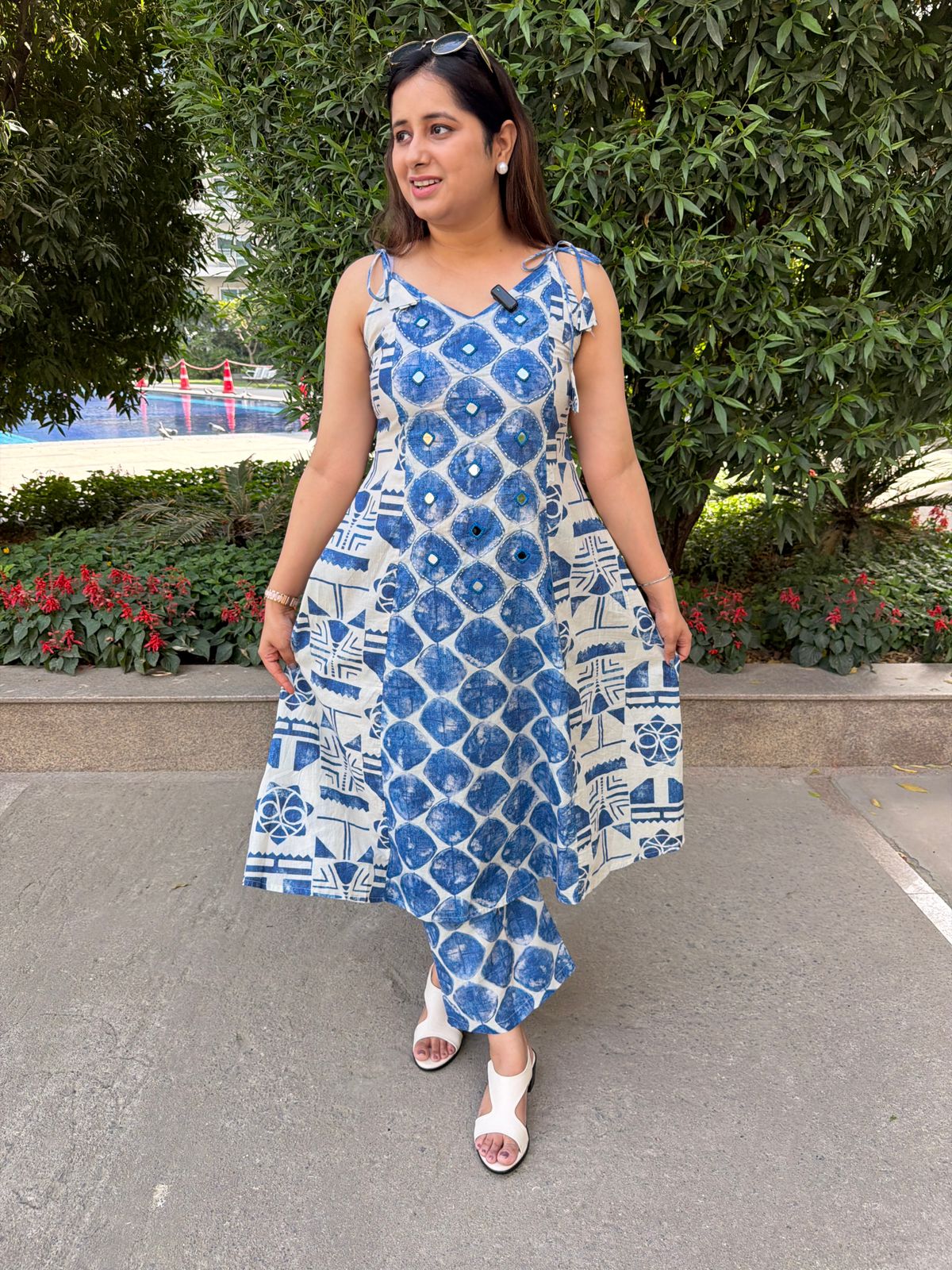 Aureva | Indigo Printed Midi Dress
