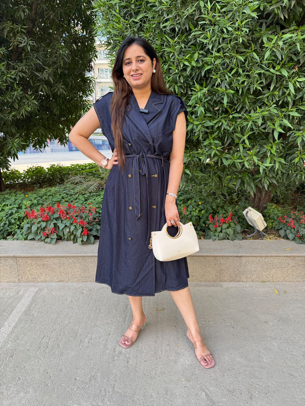 Velora | Belted Button-Down Midi Dress