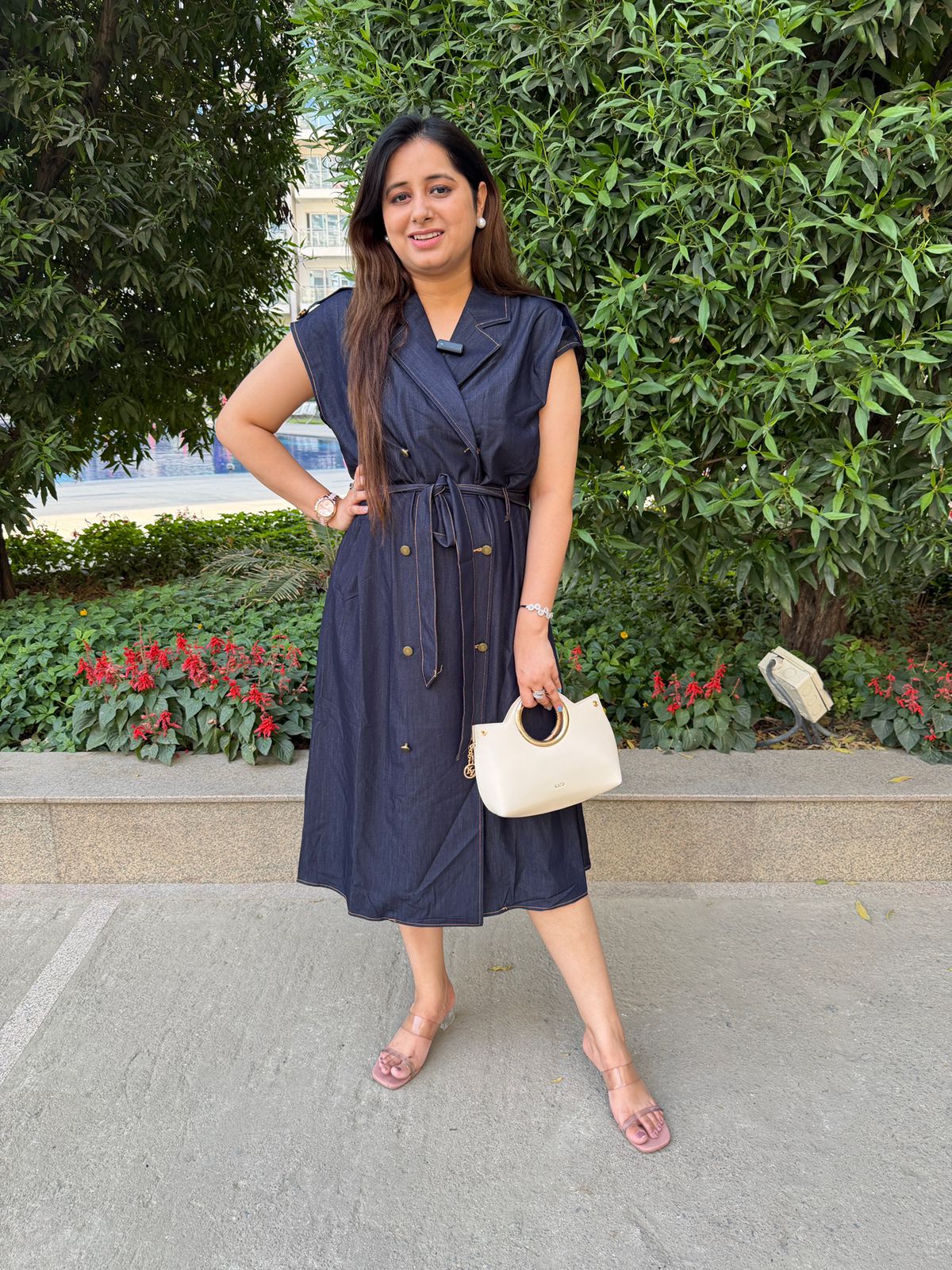 Velora | Belted Button-Down Midi Dress