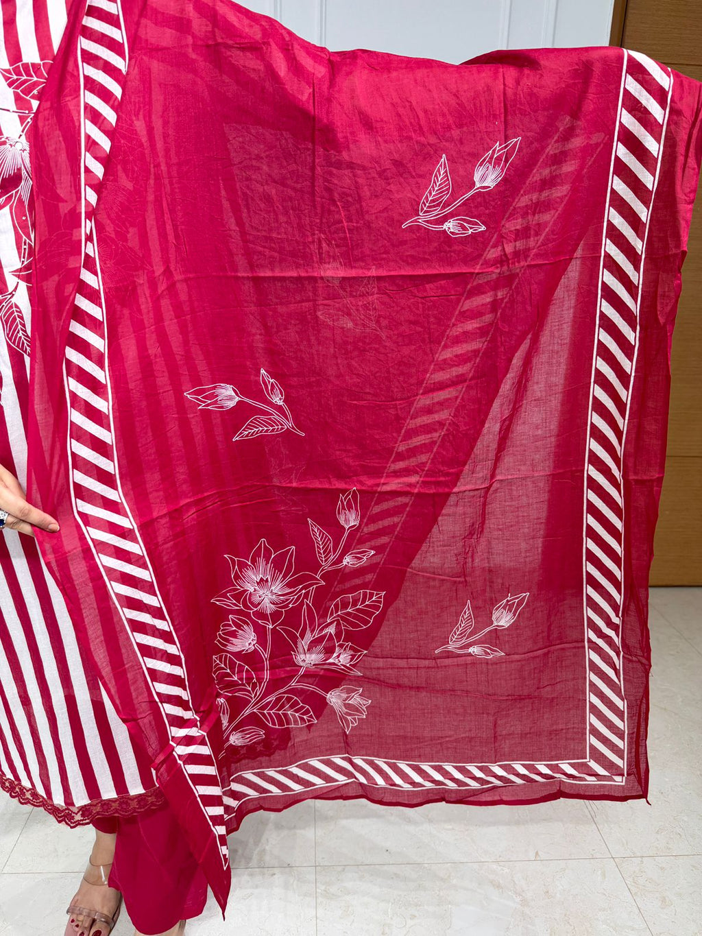 Ruhani ❤️ | Red & White Striped Kurta Set with Dupatta