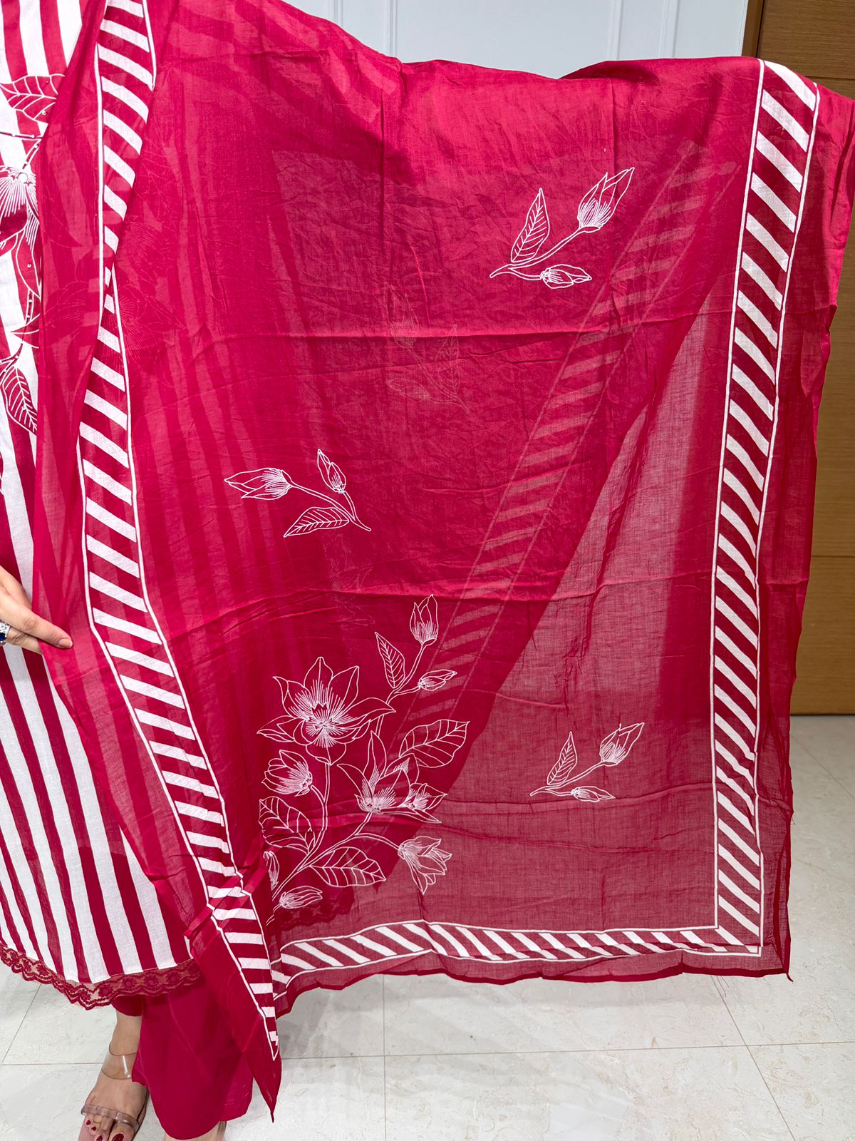 Ruhani ❤️ | Red & White Striped Kurta Set with Dupatta