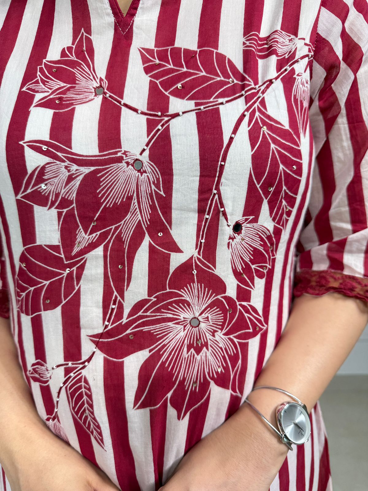 Ruhani ❤️ | Red & White Striped Kurta Set with Dupatta