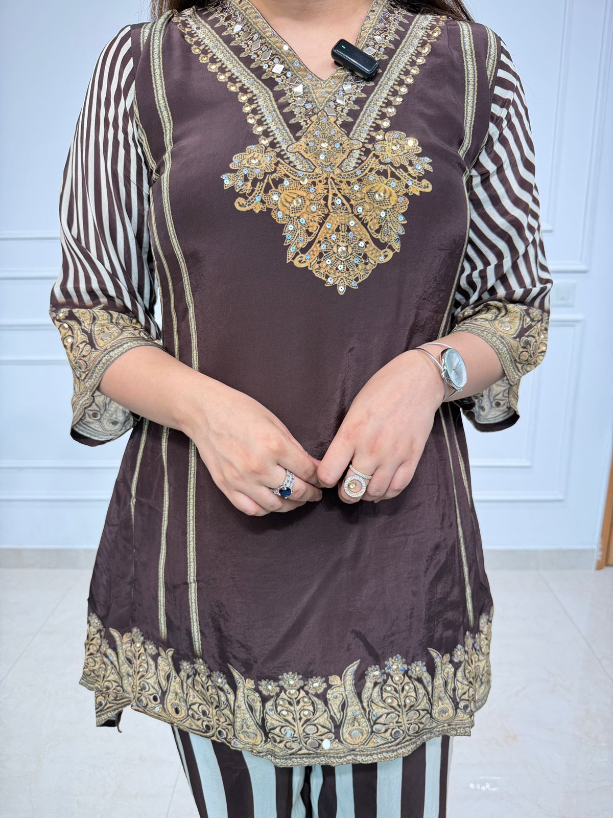 Zarmina  | Brown Embroidered Kurta Set with Dupatta