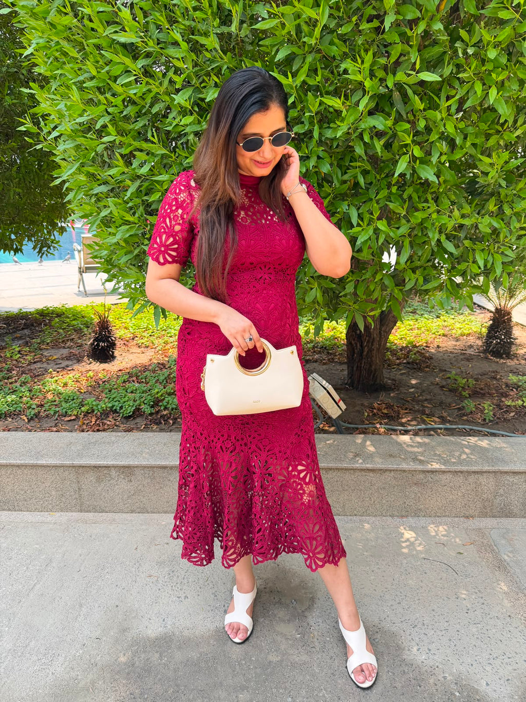 Nayra | Crochet Lace Bodycon Midi Dress