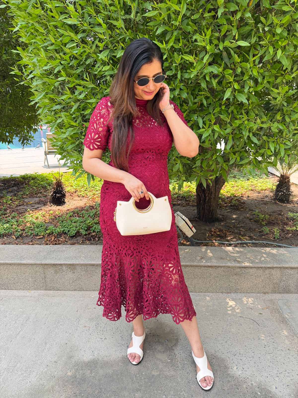 Nayra | Crochet Lace Bodycon Midi Dress