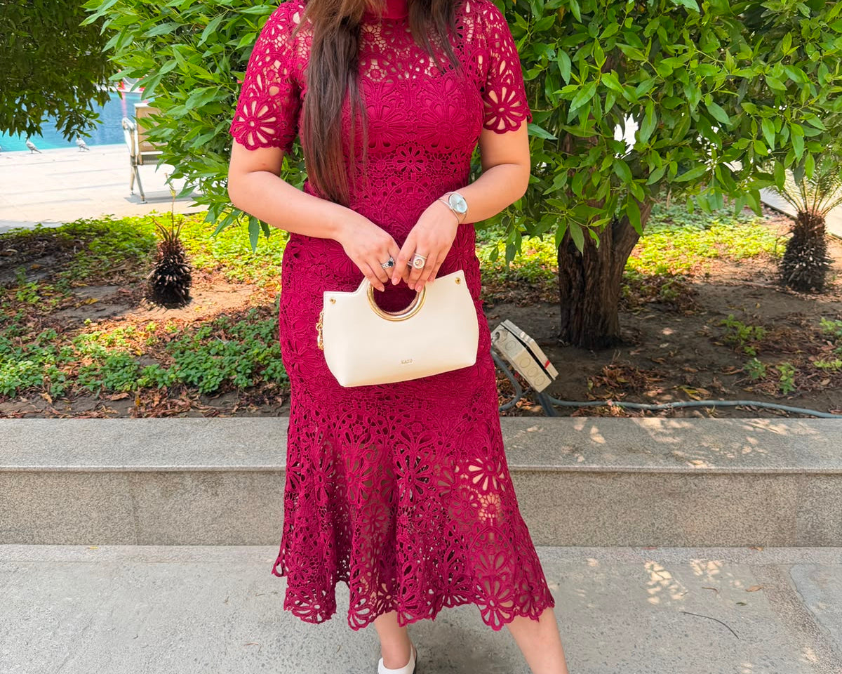 Nayra | Crochet Lace Bodycon Midi Dress