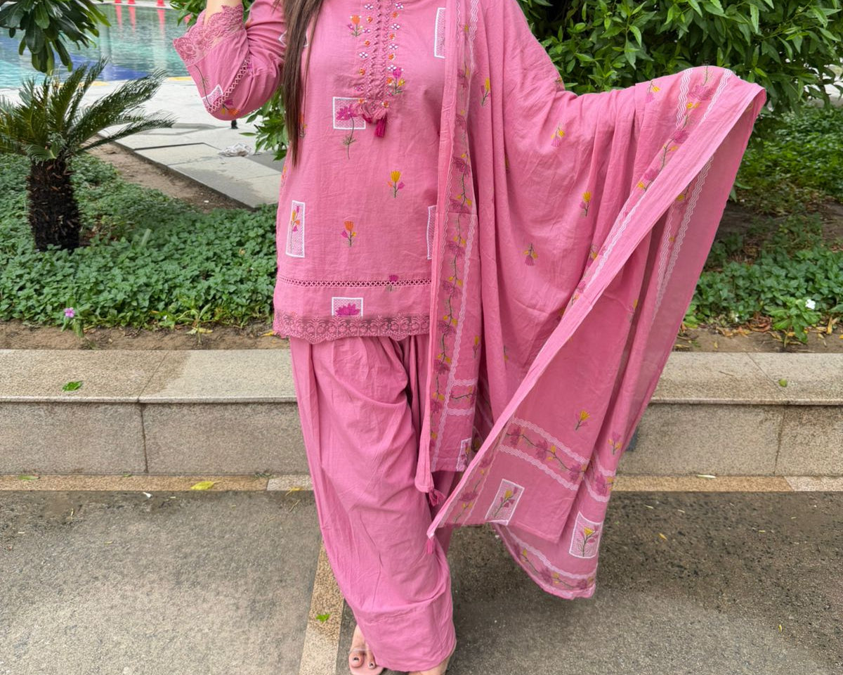 Aadhya | Embroidered Kurta with Straight Pant & Dupatta Set for Women
