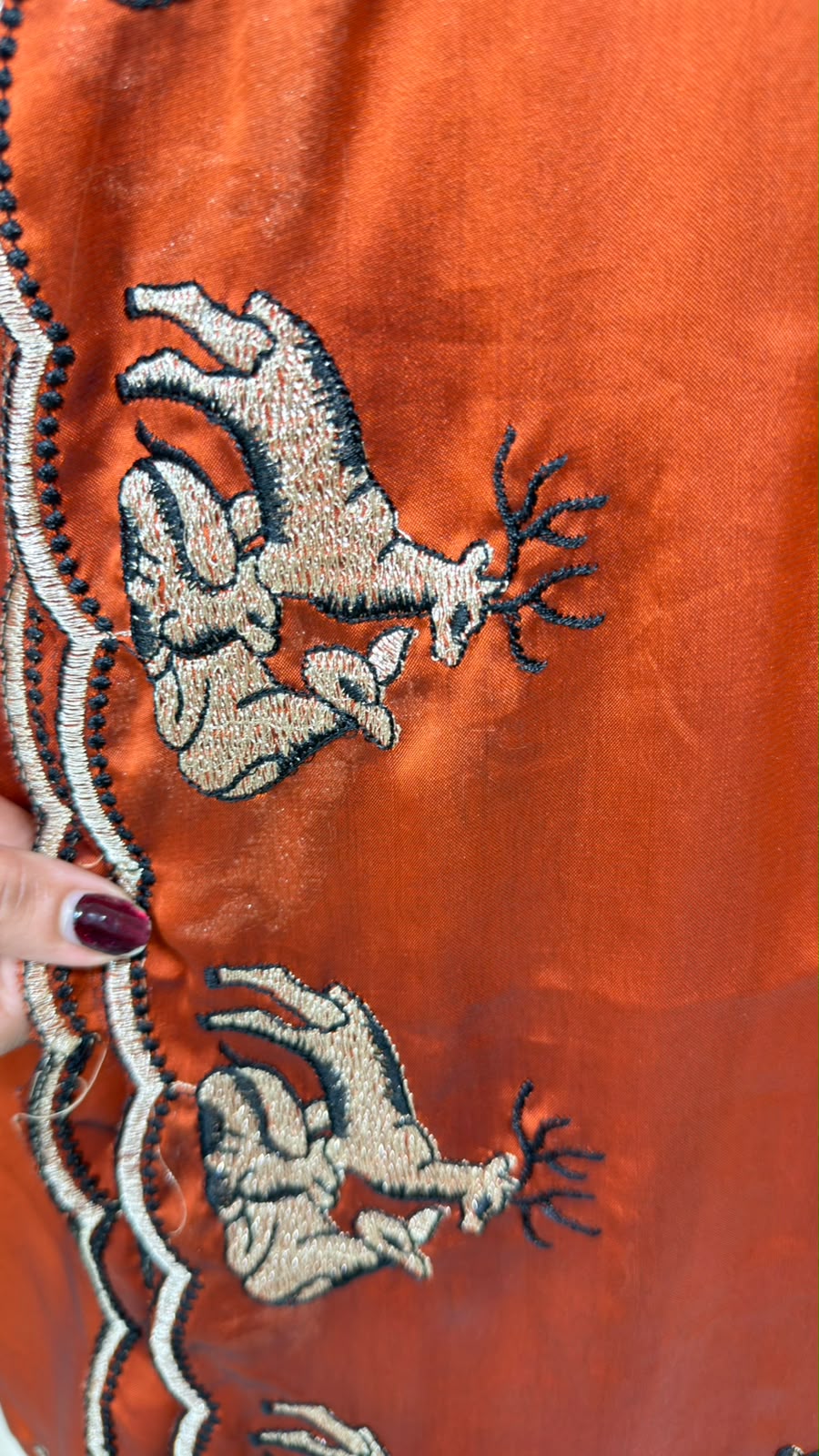 Rudrani | Rust Organza Embroidered Saree with Intricate Border Work